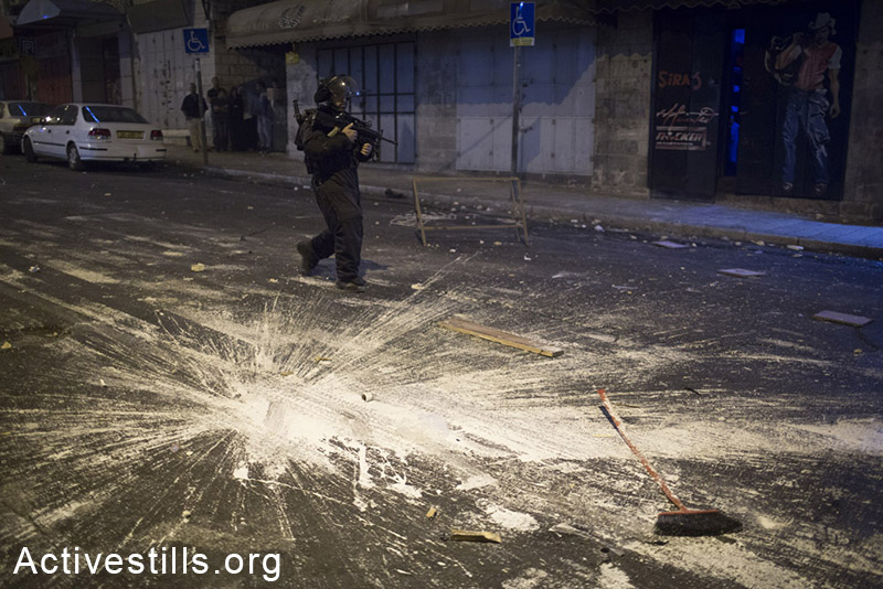 מהומות בואדי ג׳וז בעקבות מותו של מוחמד סינוקרוט, מזרח ירושלים, ה-8 לספטמבר, 2014. (אורן זיו/אקטיבסטילס)