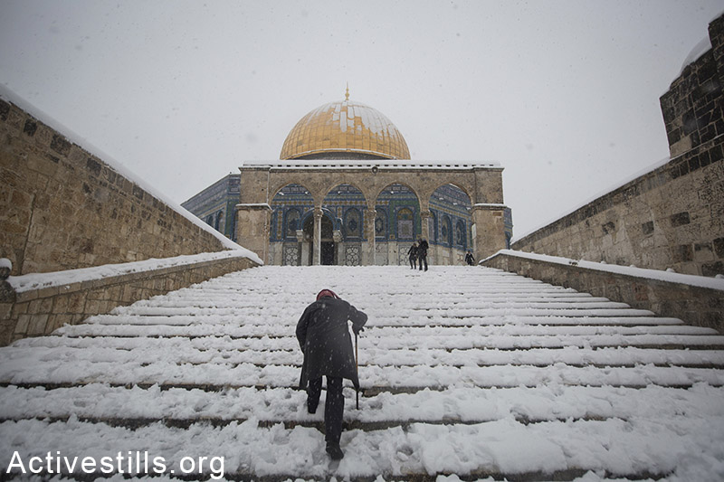 מסגד אל אקצה בשלג, ירושלים, 20 בפברואר 2015. עוד בנושא
