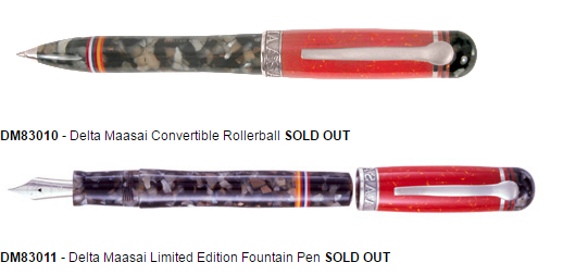עטים מסדרת "מסאי" של חברת דלתא, שאזלו מהמלאי לאחר שנמכרו כולם (חברת דלתא)
