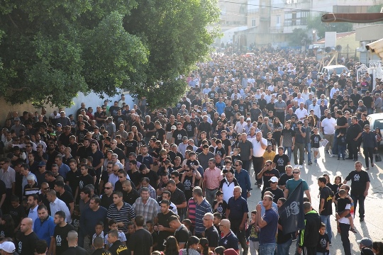 הצעדה לציון הטבח בכפר קאסם הבוקר (צילום: דוברות הרשימה המשותפת)