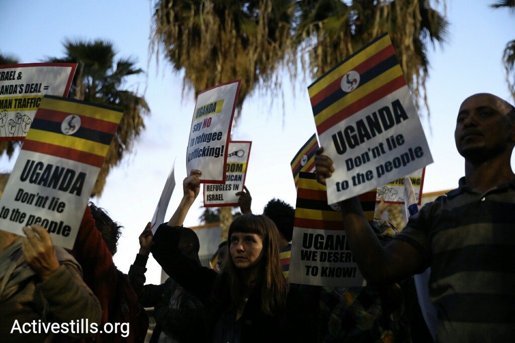 לא רואנדה, לא אוגנדה, הגירוש הוא פרופוגנדה. ההפגנה בגינת לווינסקי (צילום: אורן זיו/אקטיבסטילס)