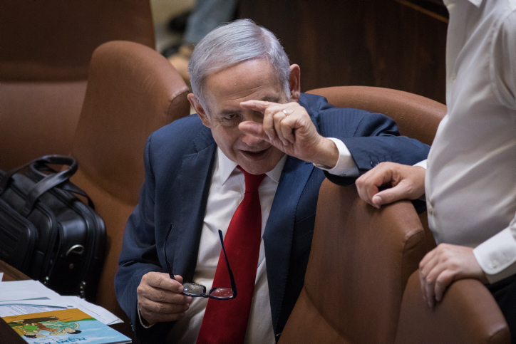 ראש הממשלה נתניהו במהלך הדיונים על חוק הלאום. החוק הזה שינה בפועל את הגדרת המשטר בישראל (צילום: הדס פרוש/פלאש90)