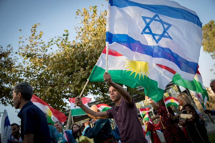 הפגנה מול הקונסוליה האמריקאית בירושלים לתמיכה בעצמאות כורדיסטן, בספטמבר 2017 (צילום: יונתן זינדל / פלאש90)