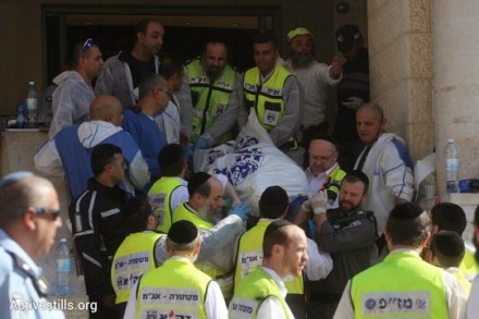 זירת הפיגוע בבית הכנסת בשכונת הר נוף (אורן זיו/אקטיבסטילס)