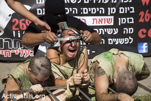 מיצג העינויים "LiveStock", תנועת 269live, תל אביב, 29.9.2015