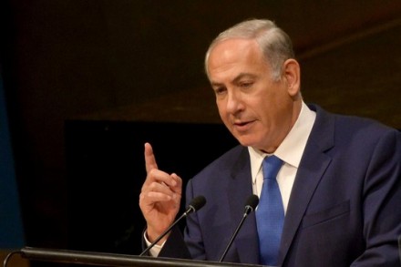 בנימין נתניהו על בימת העצרת הכללית של האו"ם (אבי אוחיון, לע"מ)