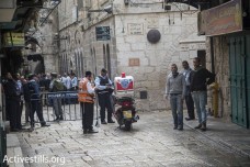 רחוב הגיא, העיר העתיקה בירושלים: זירת האירוע בו צעירה פלסטינית נורתה לאחר שדקרה שני ישראלים.(פאיז אבו-רמלה/אקטיבסטילס)