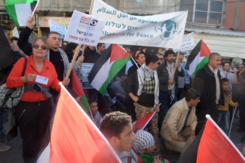 הפגנה פלסטינית-ישראלית נגד כביש עוקף נבי אליאס (שושי ענבר)