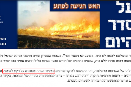 חוברת ״על סדר היום״, שער גיליון 143. הצתות על רקע ״לאומני״?