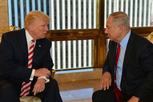 מחוות לטראמפ. נתניהו והנשיא האמריקאי בפגישתם הקודמת (צילום: קובי גדעון לע"מ)