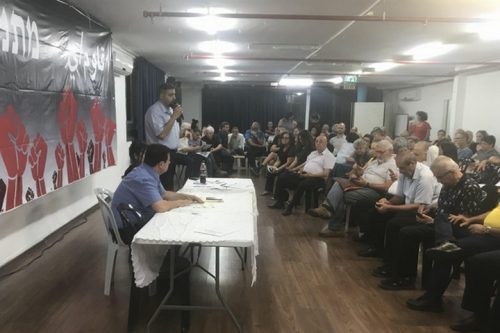 כנס בחיפה מארגני הכנס בחיפה אמרו שמירי רגב שימשה כיחצ"נית. רג'א זעאתרה נואם בכנס (צילום: רמי יונס)