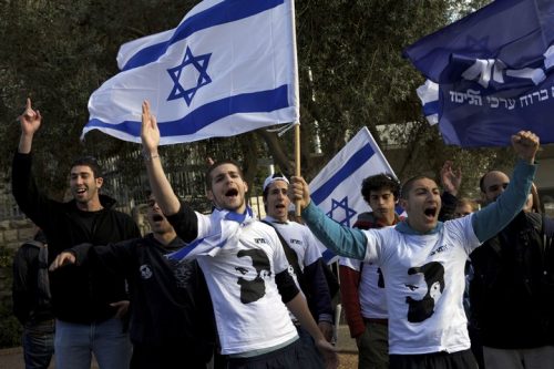 פעילי אם תרצו מפגינים באוניברסיטה העברית. (צילום: אורן זיו)