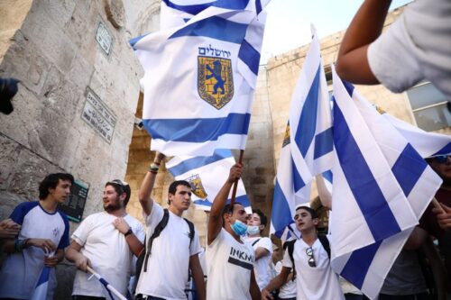 מצעד הדגלים בירושלים, ב-21 במאי 2020 (צילום: אורן זיו)