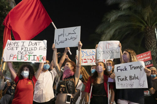 עצרת נגד הסיפוח בכיכר רבין, יוני 2020 (צילום: אורן זיו)