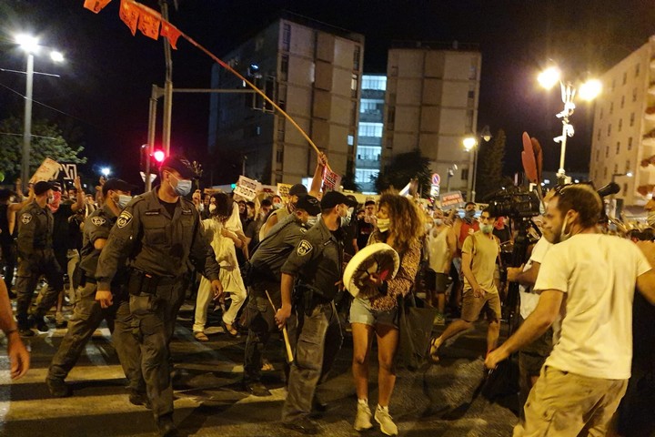 הפגנה בבלפור, ב-21 ביולי 2020 (צילום: אורלי נוי)