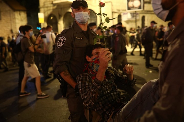 הפגנה בירושלים 8 באוגוסט 2020 (צילום: אורן זיו)