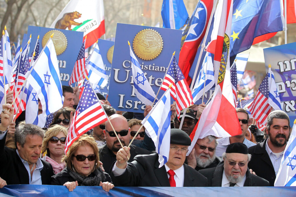 אנשי "נוצרים מאוחדים למען ישראל" בצעדה בירושלים (צילום: נתי שוחט / פלאש 90)