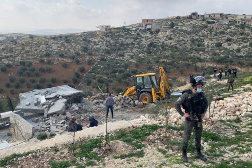 מבצע הרס בח'לת אל-דבע, ב-2 במרץ 2021 (צילום: באסל אל-עדרה)