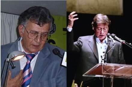 מימין: מחמוד דרוויש. משמאל: סמיח אלקאסם (צילומים: האתר הרשמי של מחמוד דרוויש; Anarbati)