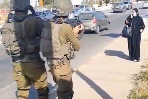 לא נופפה בסכין, לא רצה לעבר החיילים. פהימה אלחרוב מול חיילים בצומת גוש עציון, לפני שנורתה למוות (צילום מסך)