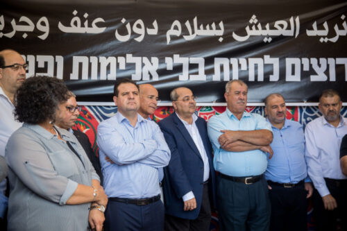 "רוב המאבקים של ועדת המעקב הם נגדי פשעי הממסד הישראלי". חברי ועדת המעקב במאבק נגד האלימות בחברה הערבית (צילום: יונתן זינדל / פלאש 90)