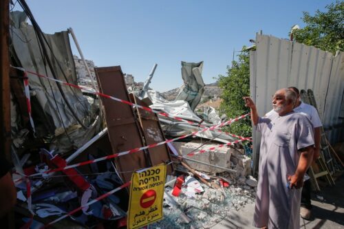 החנות שנהרסה בסילוואן, ב-29 ביוני 2021 (צילום: ג'מאל עווד / פלאש90)