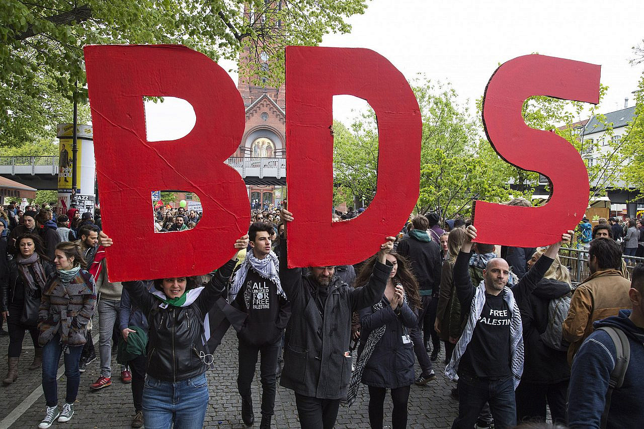 גם ארגוני הסטודנטים מתנגדים ל-BDS. הפגנת תמיכה בחרם על ישראל בגרמניה ב-2017 (צילום: קרן מנור / אקטיבסטילס)