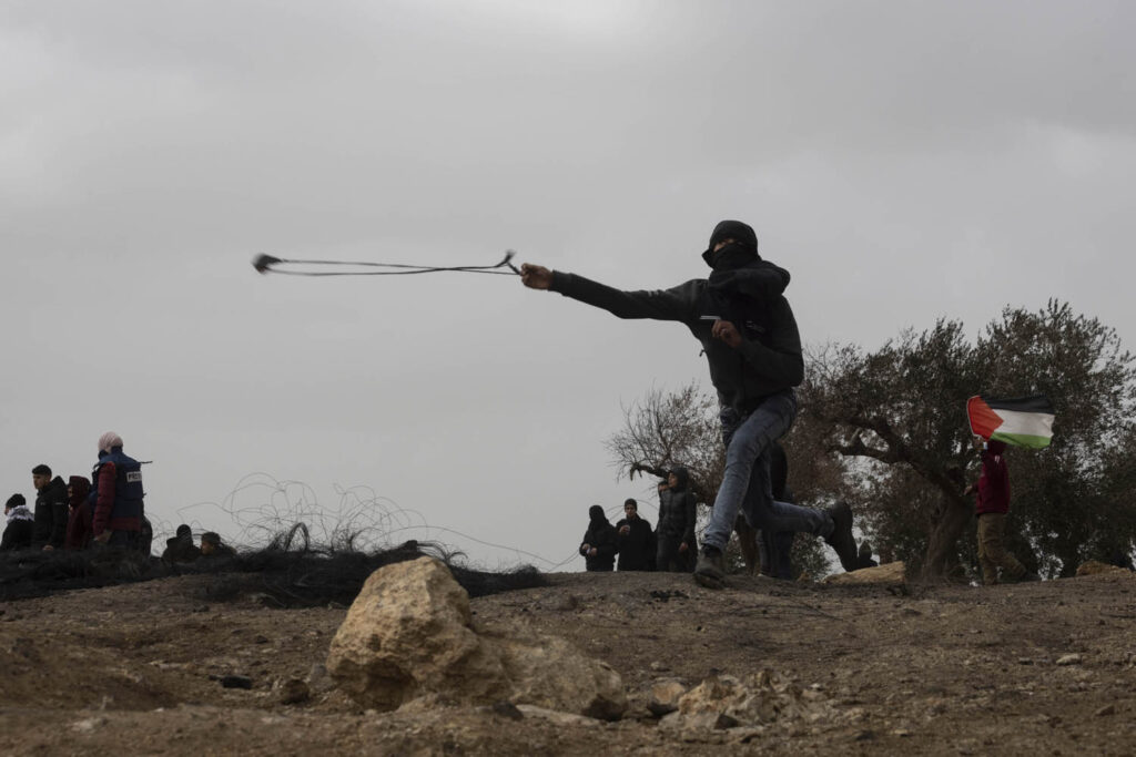 ההפגנה השבועית בביתא נגד המאחז אביתר, 5 בפברואר 2022 (צילום: אורן זיו)