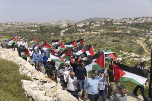 הפגנה בכפר בלעין, ב-1 באפריל 2022 (צילום: אורן זיו)