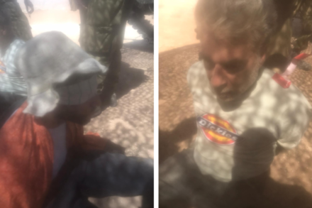 "מדוע החיילים מרשים לעצמם לתפוס את הניידים ללא כל סמכות, ועוד לחדור אליהם ולצלם אותם כפותים?" שני הפעילים כפי שצולמו בזמן שהיו מעוכבים