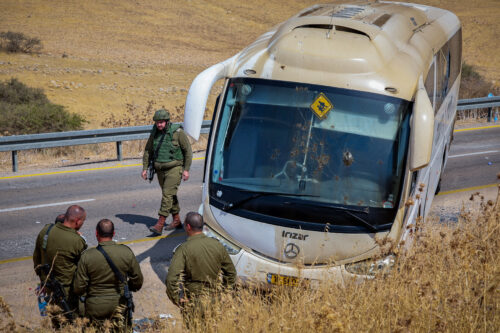 זירת הירי על אוטובוס החיילים בעמק הירדן, ב-4 בספטמבר 2022 (צילום: פלאש90)