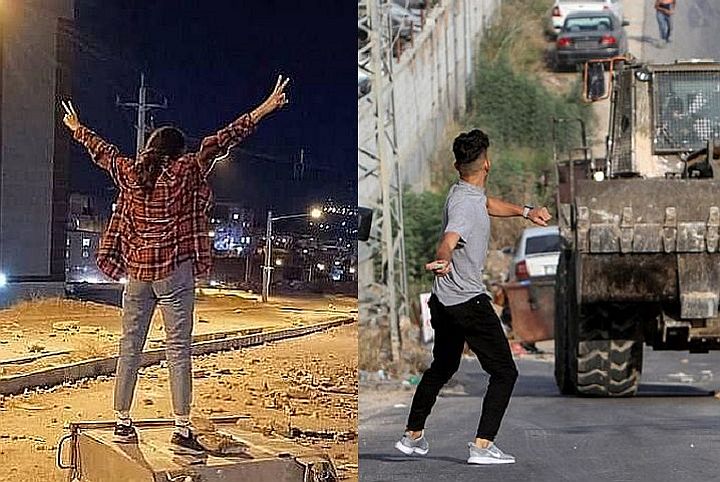 המאבק נגד דיכוי בשכם ובטהראן הוא אותו מאבק. משמאל, מפגינה איראנית. מימין, צעיר פלסטיני בכפר רוג'ייב ליד שכם (צילום: נאסר שתאייה / פלאש 90)