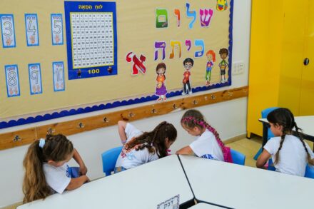 תלמידים בבית ספר בקצרין, ב-1 בספטמבר 2022 (צילום: מיכאל גלעדי / פלאש90)