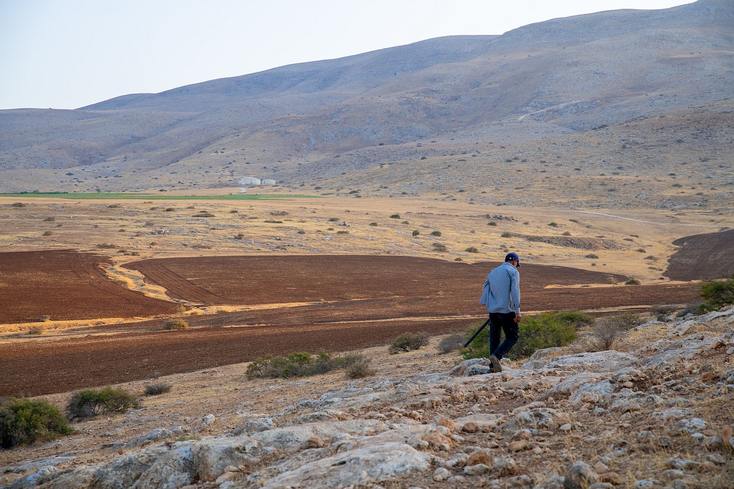 לא יכול להמשיך לרעות. רועה פלסטיני באזור שבו פוזרו ערימות של פסולת (צילום: מתן גולן)
