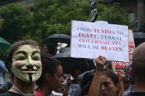 הפגנת תמיכה בהתקוממות במצרים במלבורן, אוסטרליה, בפברואר 2011 (צילום: John Englart, CC BY-SA 2.0)