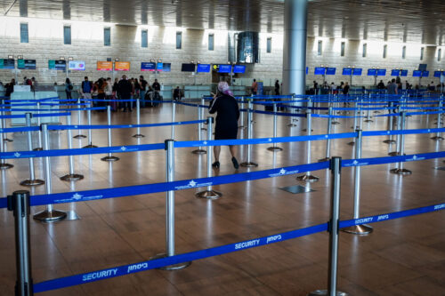 שביתה בנמל התעופה בן גוריון, ב-27 במרץ 2023 (צילום: אבשלום ששוני / פלאש90)