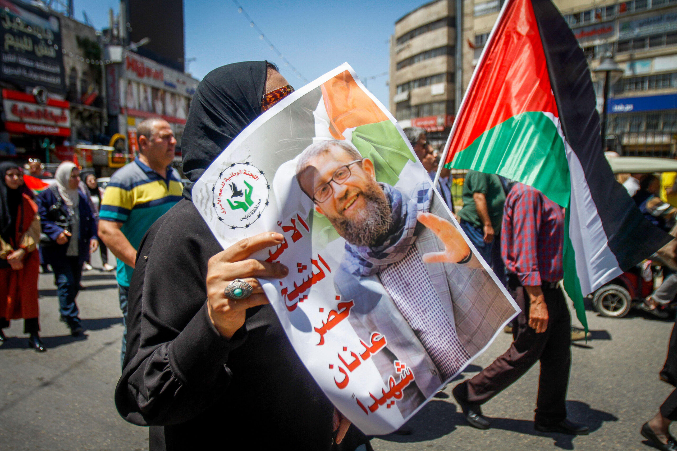 מחאה בשכם בעקבות מותו של ח'אדר עדנאן, ב-2 במאי 2023 (צילום: נאסר שתייה / פלאש90)