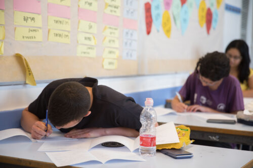 תלמידים בבחינה בבית ספר בירושלים (צילום אילוסטרציה: נעם רבקין פנטון / פלאש90)