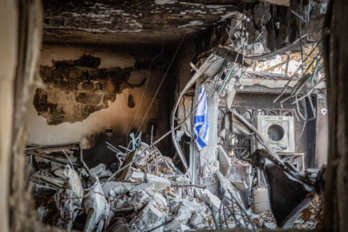 בית בקיבוץ בארי שנהרס במתקפת חמאס ב-7 באוקטובר (צילום: אדי ישראל / פלאש90)