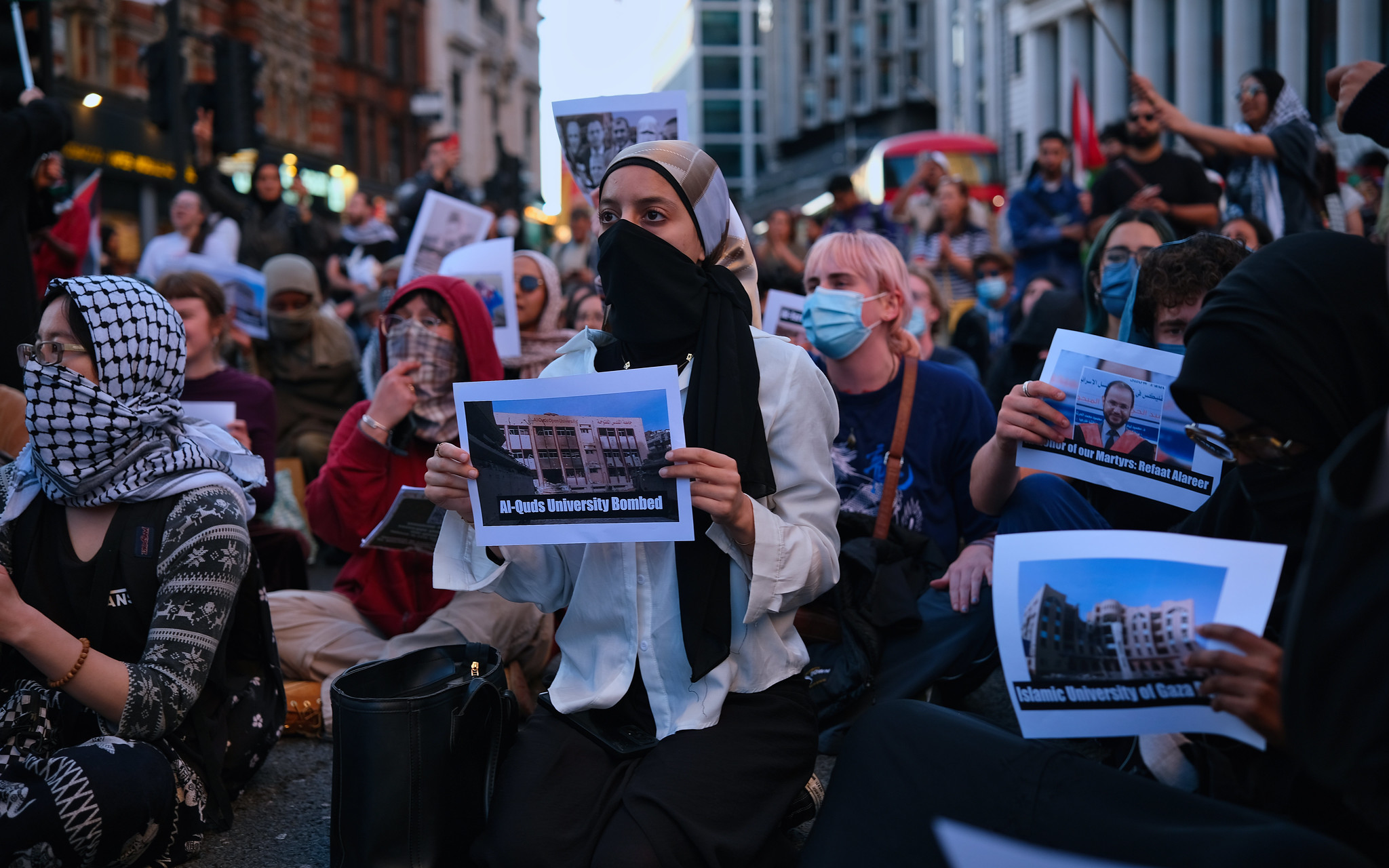 מחאת סטודנטים של אוניברסיטת SOAS בלונדון, ב-15 במאי 2024 (צילום: Alisdare Hickson, CC BY-NC-SA 2.0)