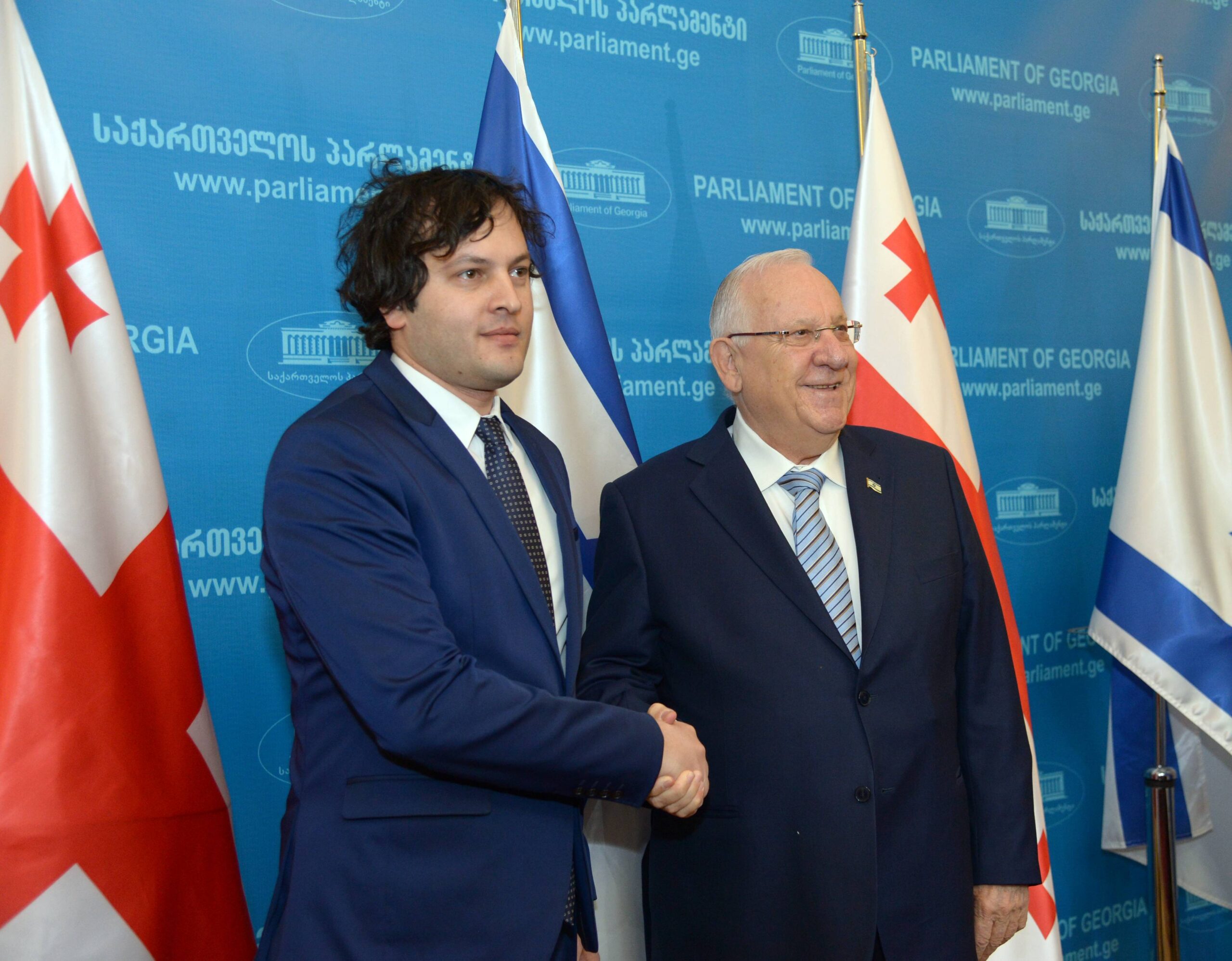 מציג את גיאורגיה עדיין כדמוקרטיה. ראש הממשלה איראקלי קובחידזה בפגישה עם הנשיא רובי ריבלין בישראל, 2017 (צילום: חיים צח / לע"מ)